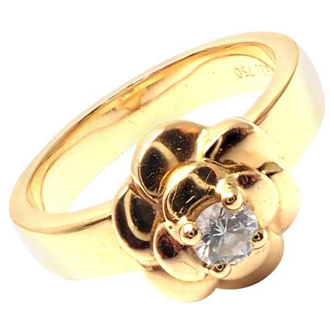 chanel camellia flower ring|chanel camelia gold flower ring.